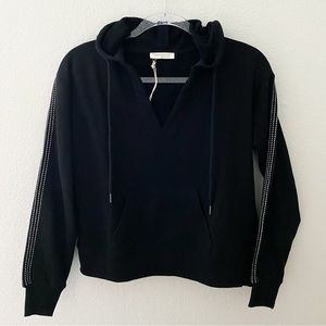 Lovestitch Black Hoodie Sweatshirt Contrast Stitch Sleeve S